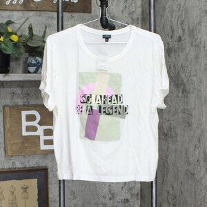 NWT PSK Collective Womens Short Sleeve Go Ahead Be A Legend T-Shirt Tee M White